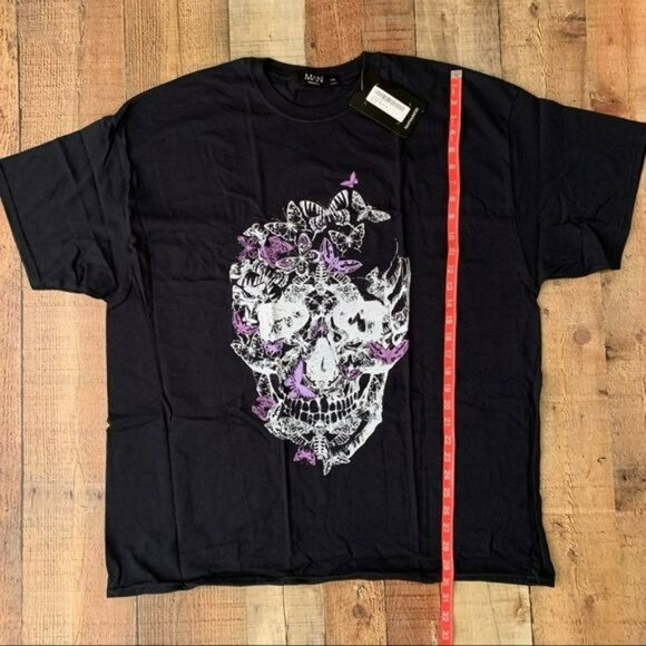 Boohoo man plus size floral skull print short sleeve t-shirt - XXL - Picture 3 of 9